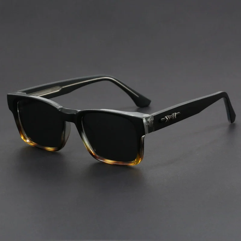 Fashionable Retro Sunglasses Fashionable Retro Square Black and Leopard Print Full Frame Anti-Uv Sunglasses for Men Japanese Simple Literary Style Shades