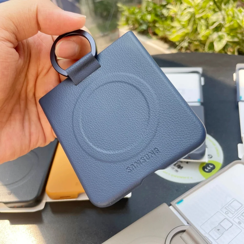 Leather Magnetic Ring Holder Case - Texture Shockproof Protective Cover, Foldable Phone Shell