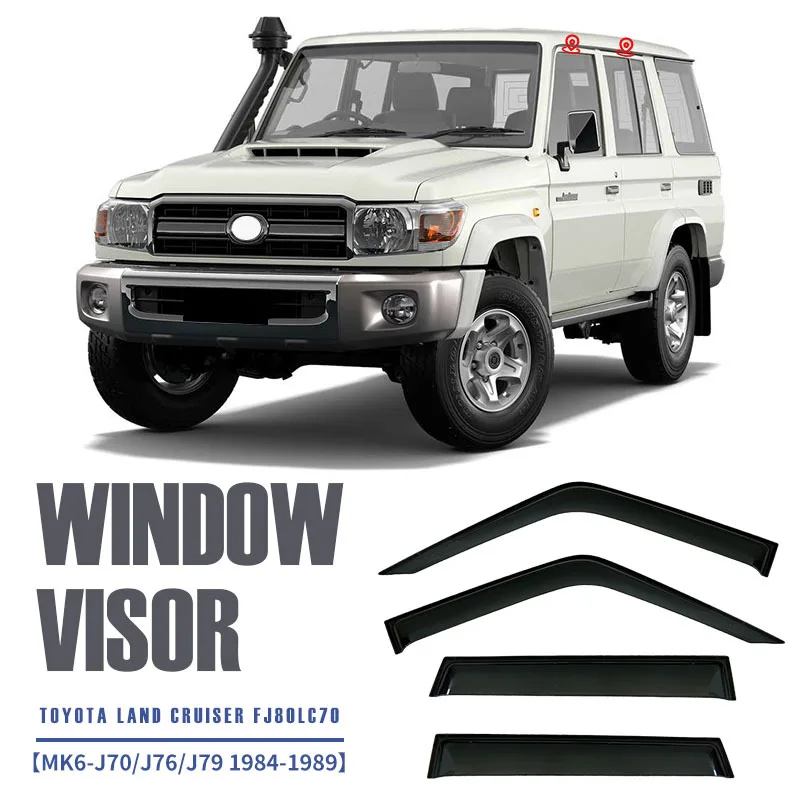 4Pcs Car Window Visor Vent Rain Shield Shelter Cover Frame Fit For Toyota Landcruiser Lc70/Lc80/Lc100/Lc200/Lc300