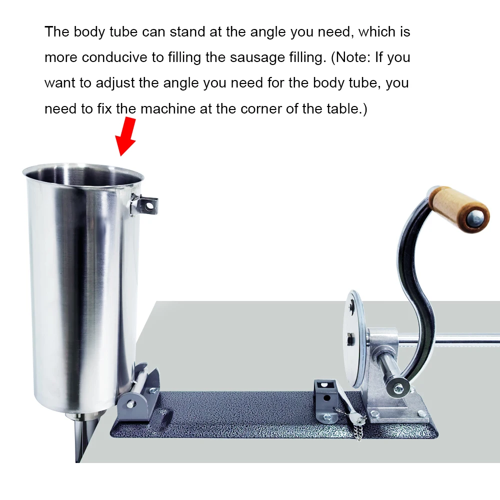 Description Picture 6 of item3L Sausage Stuffer With 8Pcs Tubes, Machine Manual Stainless Steel Horizontal Sausage Maker Filling Filler