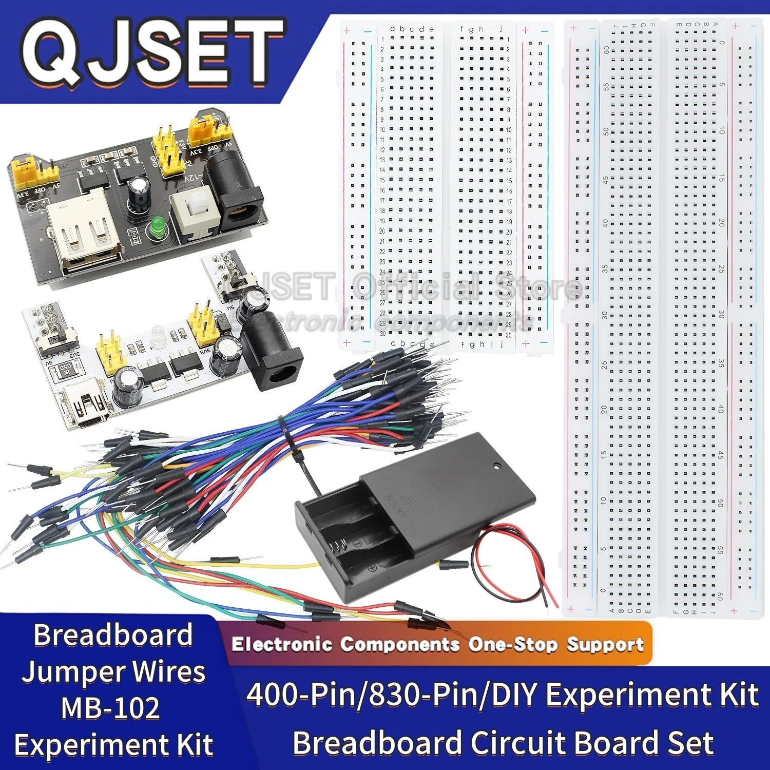 400 830홀 브레드보드 MB-102 PCB 회로 기판 실험 보드 납땜 실험 키트 DIY 아두이노 전원 모듈에 적합