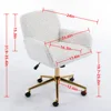 Artificial rabbit hair Home Office Chair with Golden Metal Base,Adjustable Desk Chair Swivel Office Chair,Vanity Chair(Beige) 2
