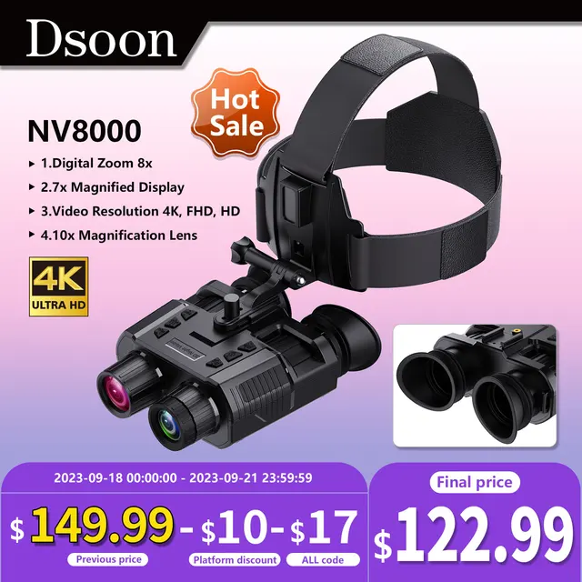 Dsoon-gafas binoculares de visión nocturna NV8000, montura Digital infrarroja para cabeza, batería integrada, equipo recargable para caza y Camping 1
