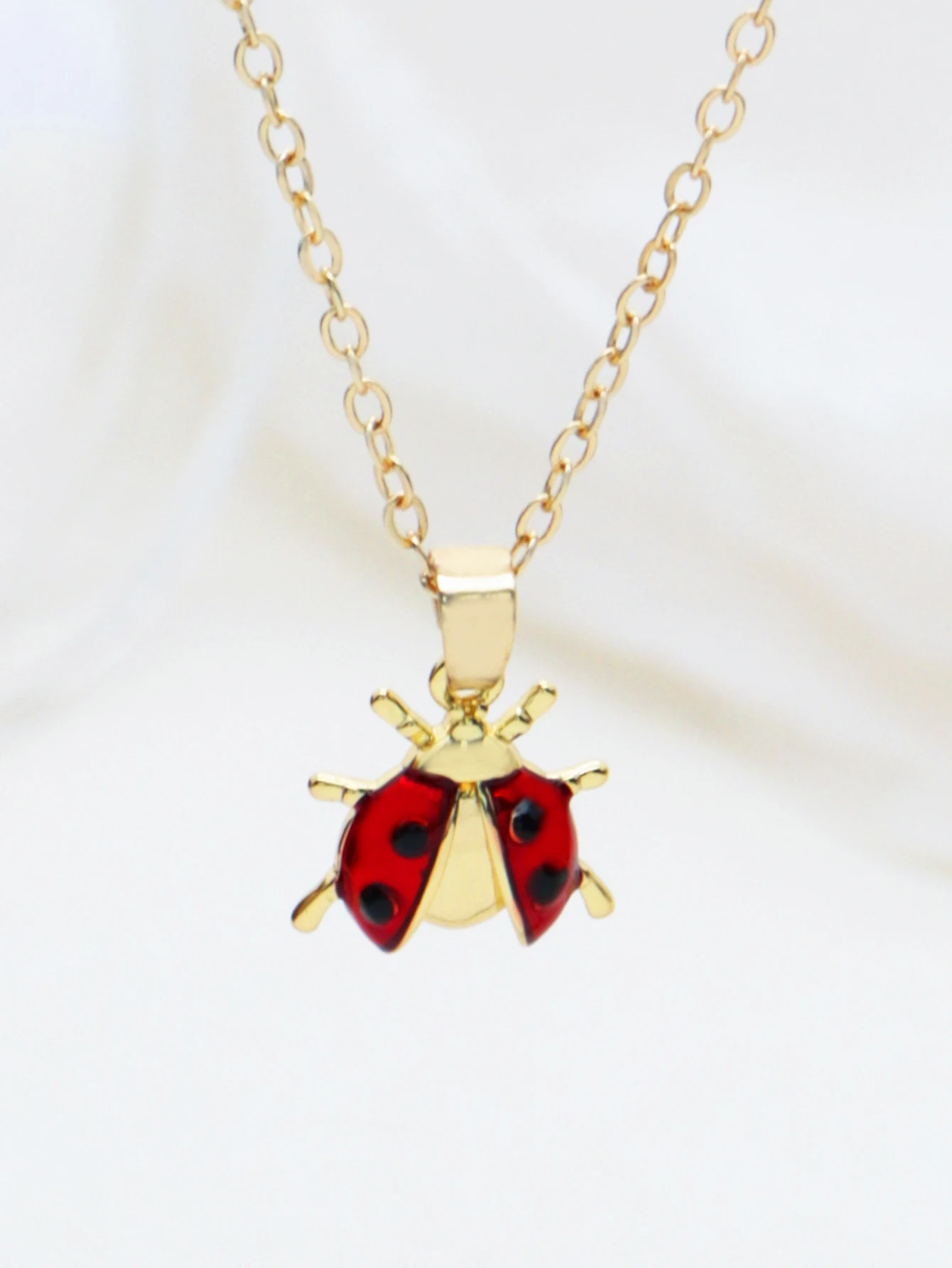 Ladybug Pendant Necklace Copper Charm for Women