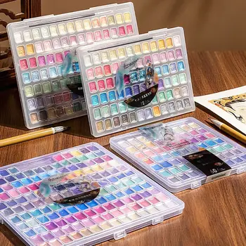 Set di Colori ad Acquerello Perlescenti Solidi 12/24/35/48 Colori, Strumento Multifunzionale per Pittura Fai-da-Te