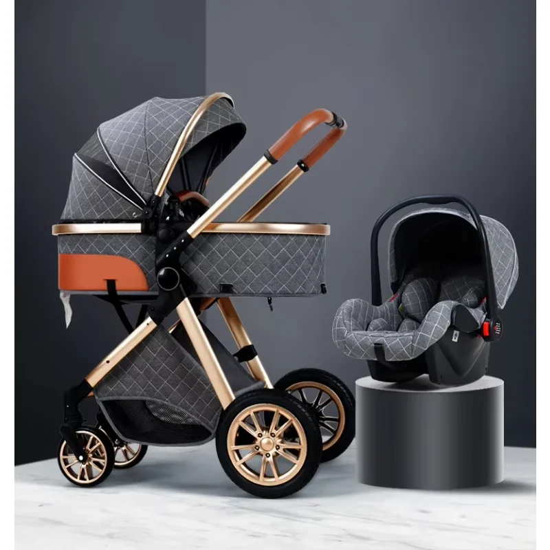 2025 New baby stroller High landscape 3 in 1 baby carriage Luxury Pushchair Baby Cradel Infant Carrier kinderwagen car 2in1