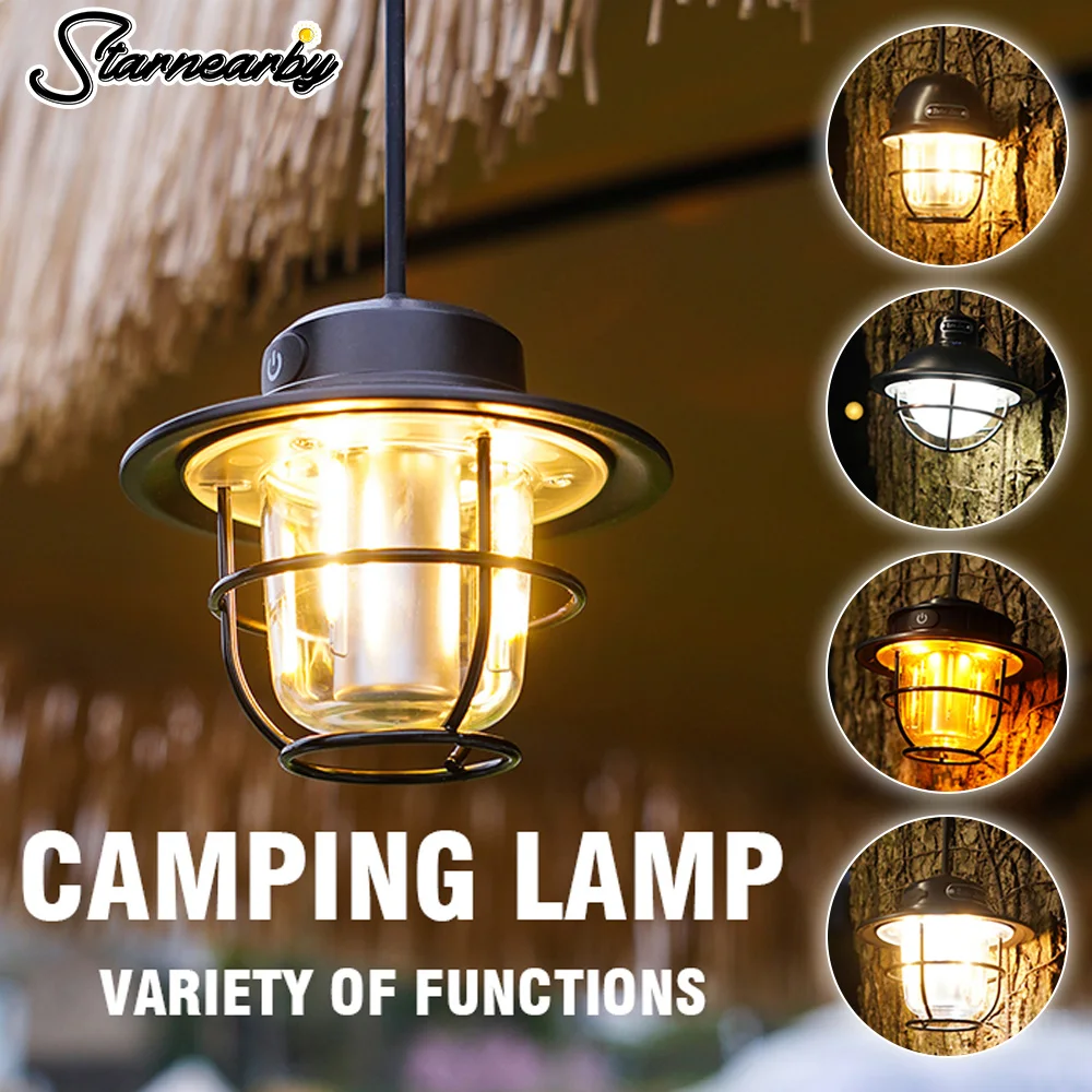 Vintage LED Camping Lantern, Rechargeable Camping Railroad Lantern, Retro  Style, Classic Tabletop Lantern Decor with Dimmable Control, Portable  Outdoor Hanging Tent Light for Camping, Indoor