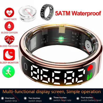 2025 Smart Ring with Display Screen and Touch, Wireless Charging Case,Health Manager, 5ATM Waterproof For Men Women R12 R13 Ring 1