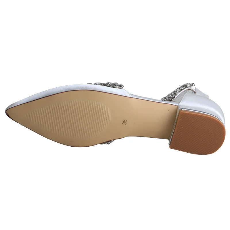 Venus Lure Wedding Flat Shoes Pointed Toe Satin Ivory Bridal Shoes Crystal Brooch