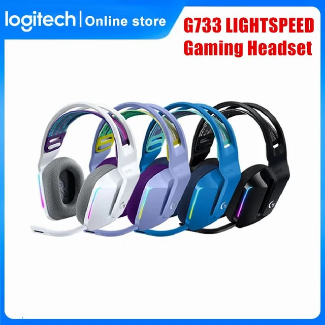 Logitech G733 Lightspeed Bluetooth Wireless On Ear Headphones with Mic  Gaming with Suspension Headband, Lightsync RGB, Blue Vo!Ce Mic Technology  and