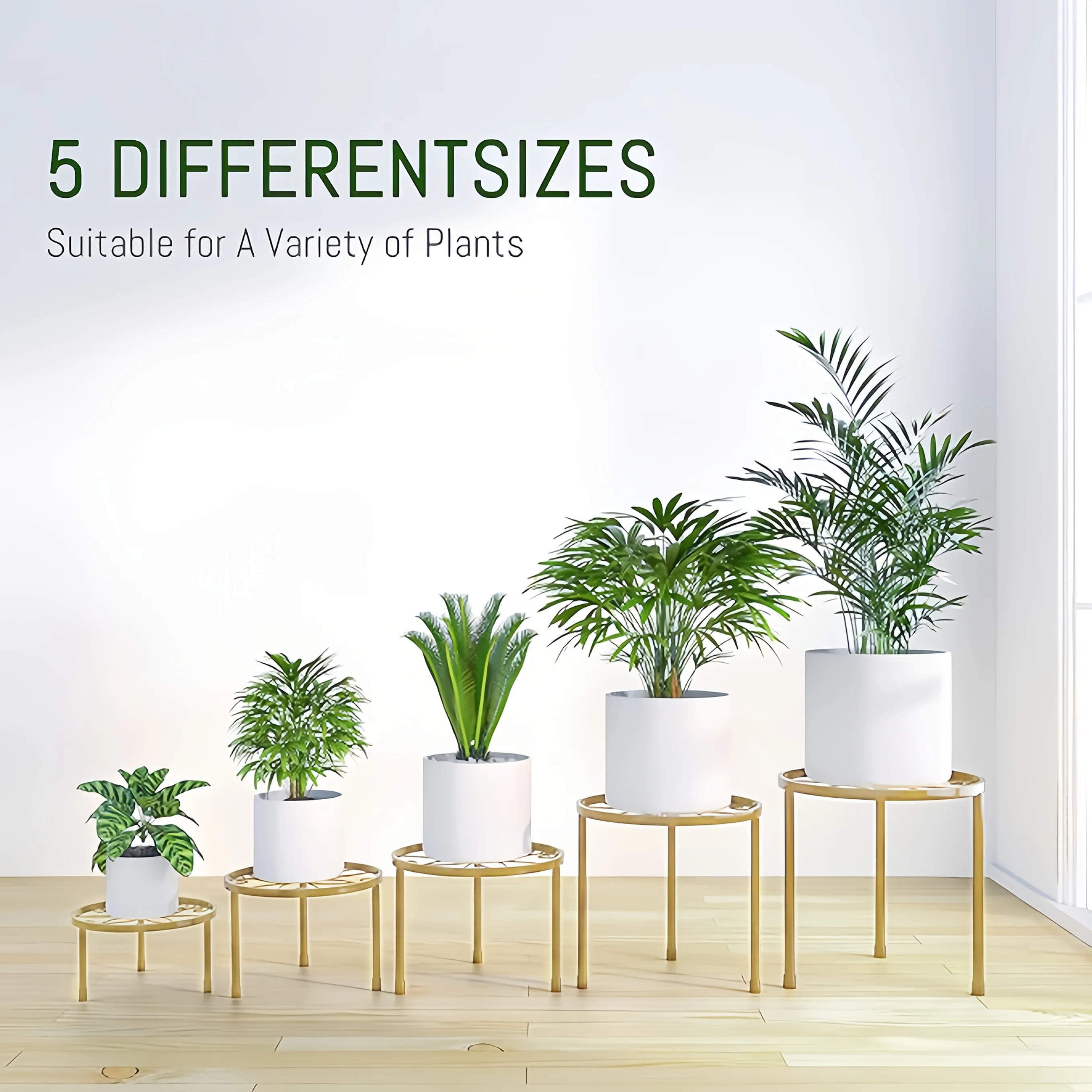 Luxury Gold 5-piece Plant Storage Rack Heavy duty Multi functional Flower Pot Bracket Iron Combination