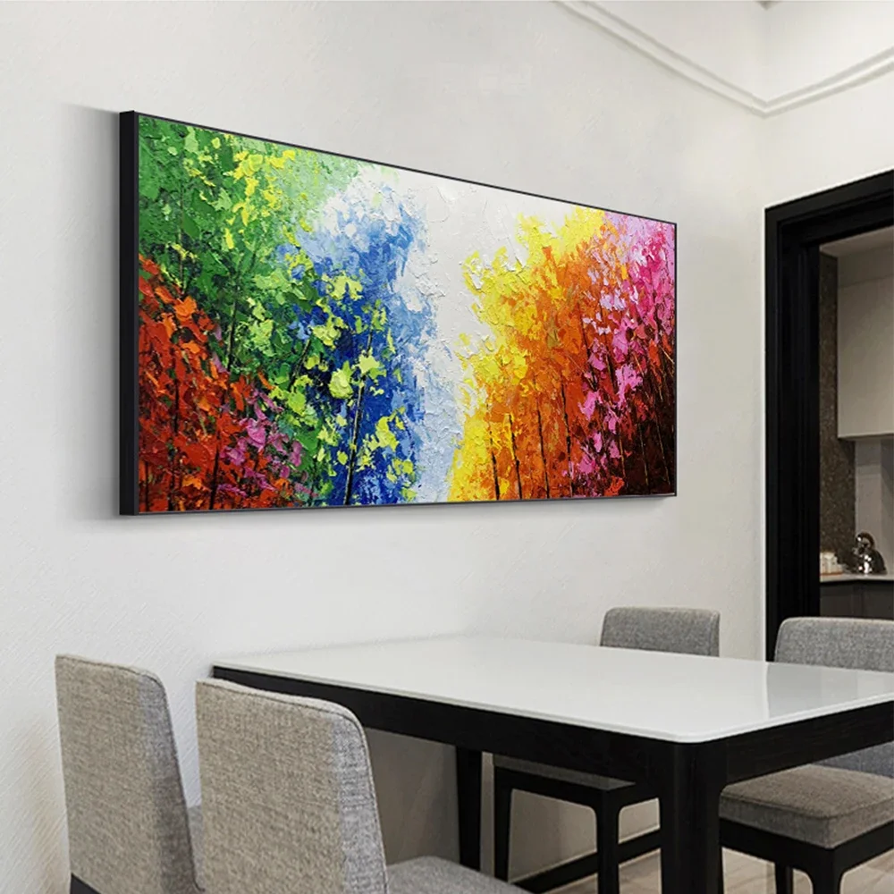 Grande pittura moderna su tela di arte della parete pittura astratta fatta a mano della foresta di paesaggio per la decorazione del soggiorno immagine dipinta a mano - immagine 4