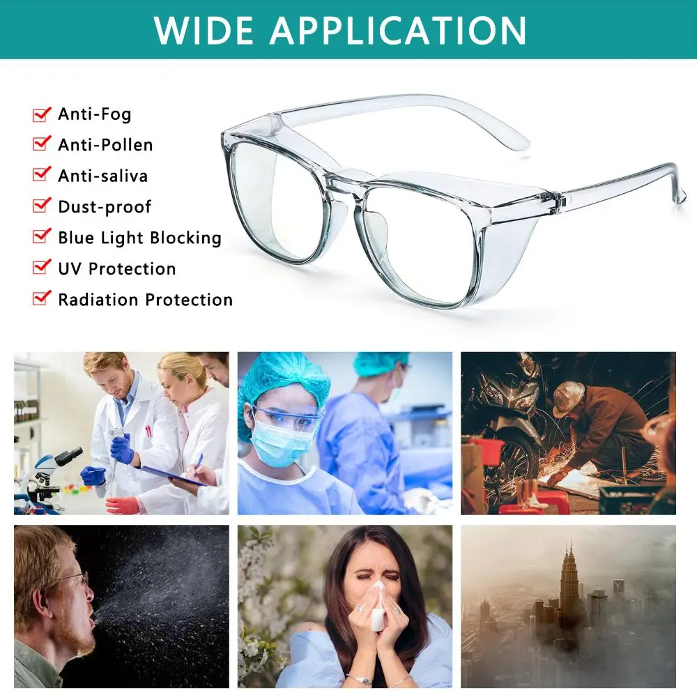 Enhanced Anti-Fog Blue Light Blocking Safety Glasses with UV400 Protection