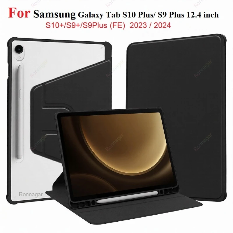 Premium 360° Rotating Tablet Case with Built-in Pencil Holder - 12.4 Inch