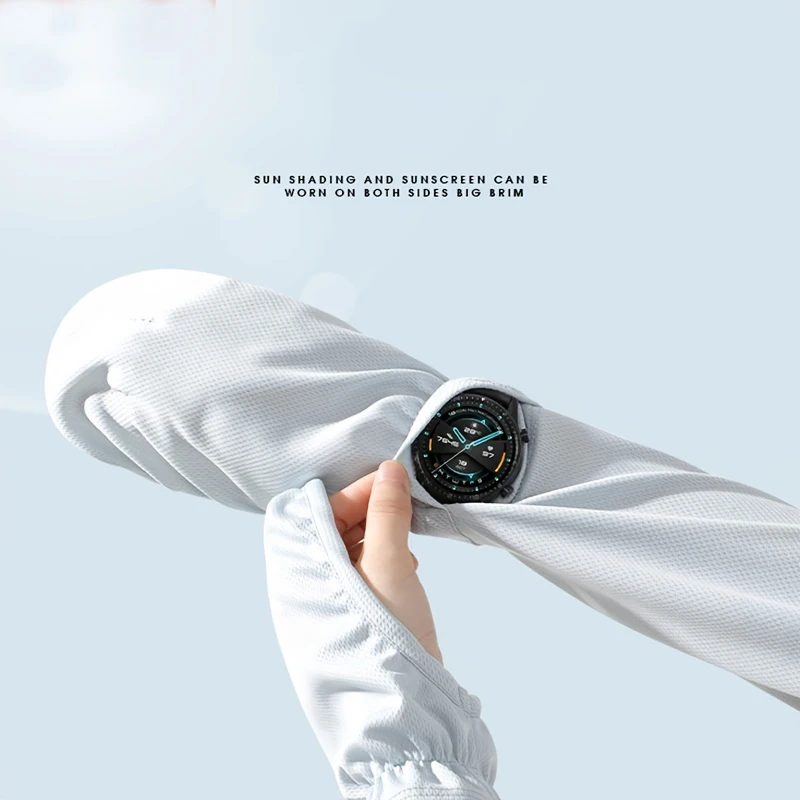 Women's Summer Driving Sun Protection Arm Sleeves Loose Breathable Anti-uv Ice Silk Long Horseshoe Sleeve Arm Protectors