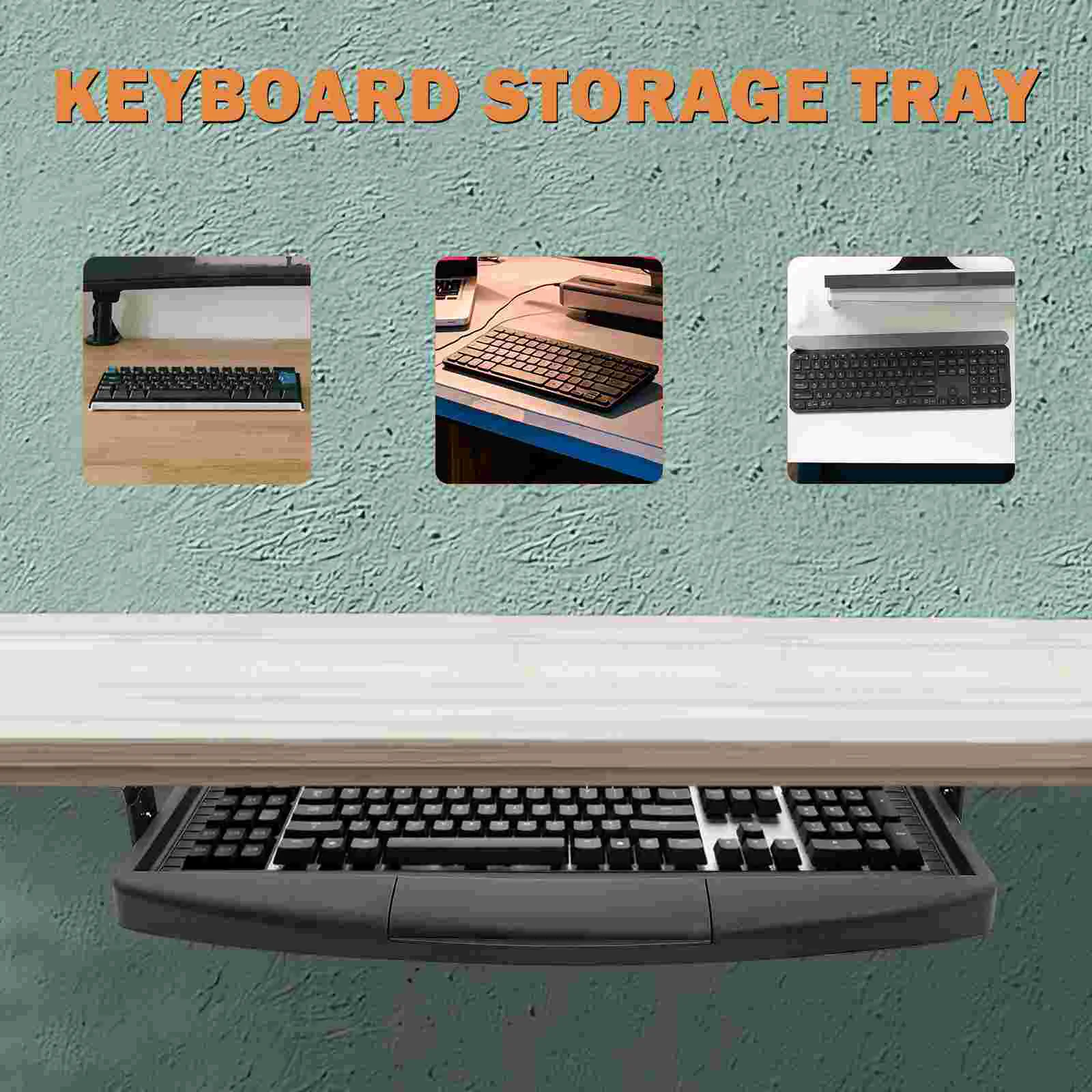 Under Desk Keyboard Tray Ergonomic Slide Out Platform for Computer Mouse and Keyboard Black