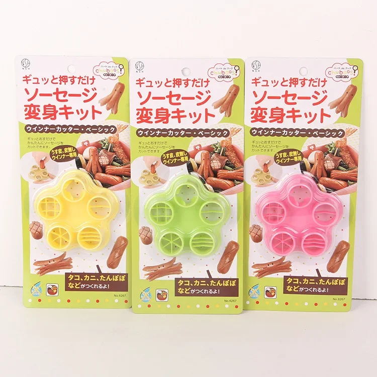 5 In 1 Flower Crab Octopus Style Ham Sausage Cutter Barbecue Hot Dogs Cutter Kitchen Cutting Mold Mould Set DIY Bento Decoration