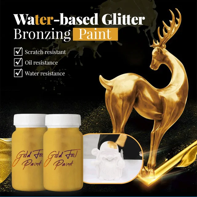 50g Water-based bronzing paint for wood, gold statue, furniture gold paint,  coloring paint, safe, non-toxic gold foil paint - AliExpress