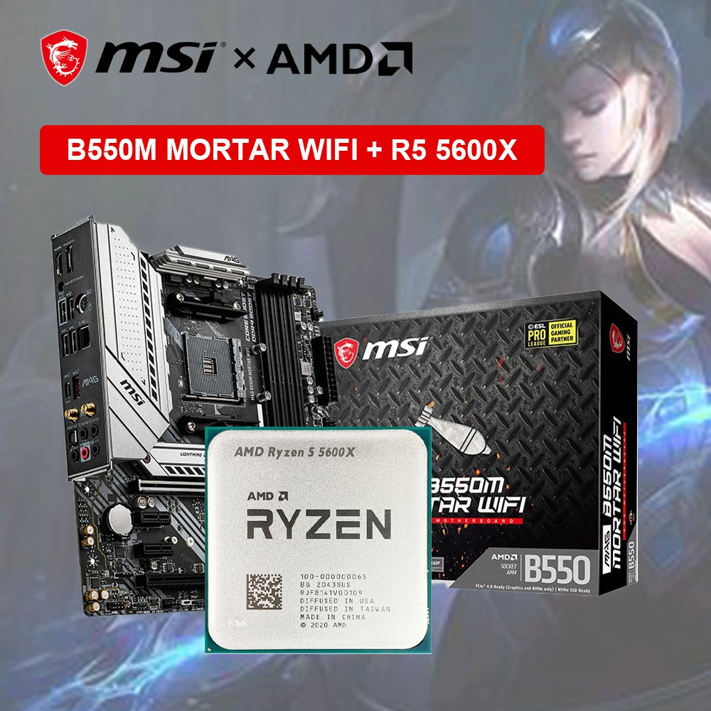 Amd New Ryzen 5 5600x R5 5600x Cpu + Galaxy New B550 Gamer Motherboard