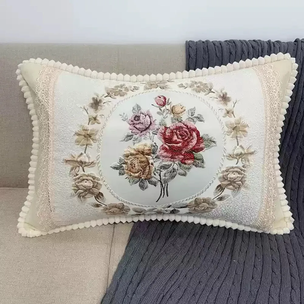 Weiche Chenille Jacquard Nickerchen Zurück Kissen Nacht Schlafen Kissen Kern Wohnzimmer Sofa Kissen Luxus Nacken Unterstützung Wurf Kissen – Detail 12