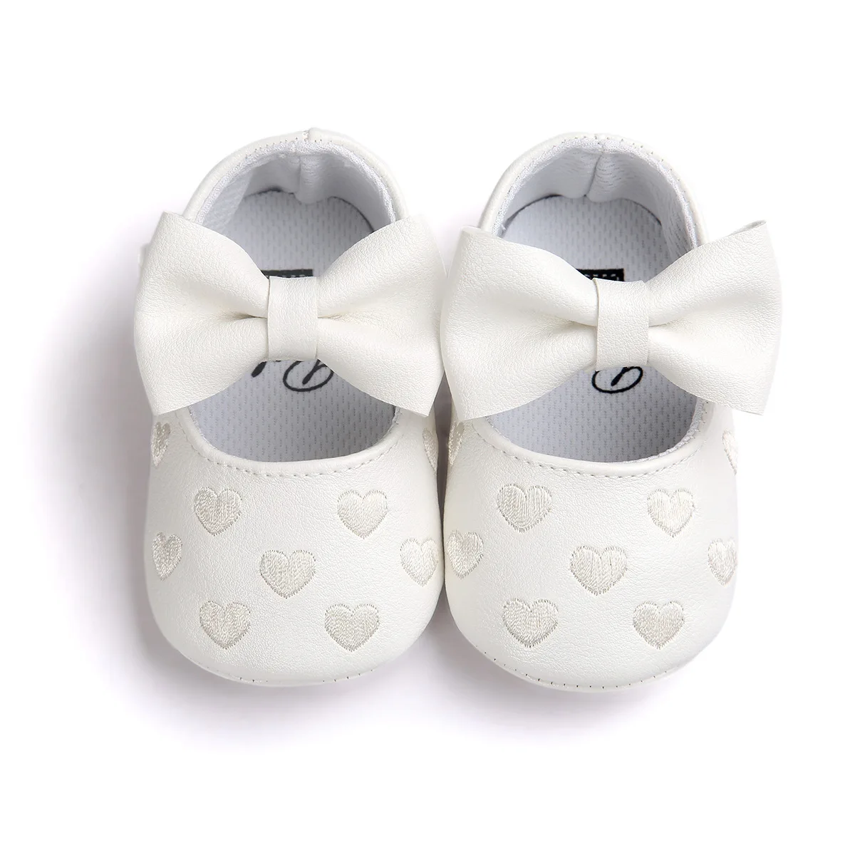 Meckior Baby Shoes Classic Dress Cute Bow-knot Heart Anti-slip Soft Sole First Walkers Infant Baby Girls Toddler Shoes 0-18m 3