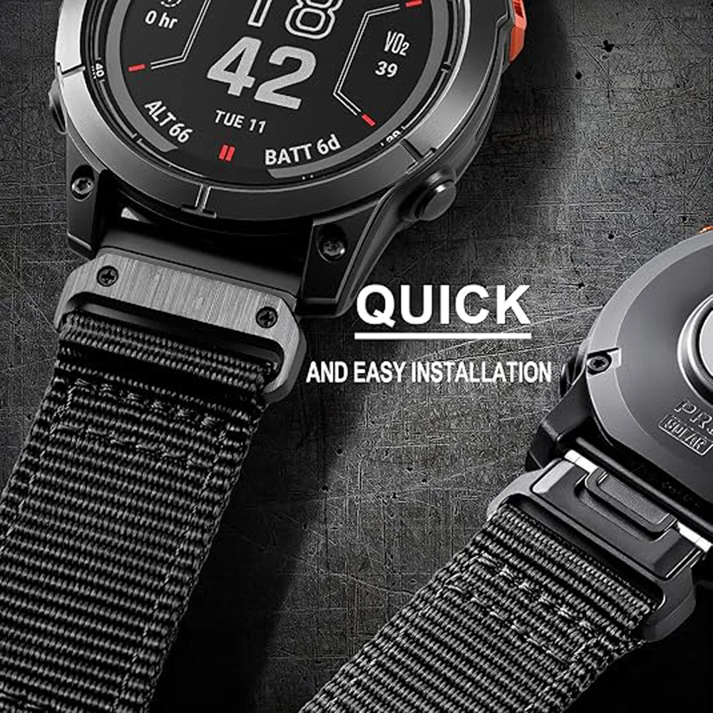 Enhanced Nylon Sports Strap - 22mm/26mm Quick Release Braided Watch Band
