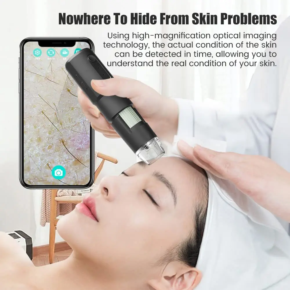 Analizzatore Cutaneo 1000X, Dermatoscopio Wireless, Analizzatore per Viso e Corpo, Microscopio Elettronico Professionale per Bellezza e Salute - immagine 5