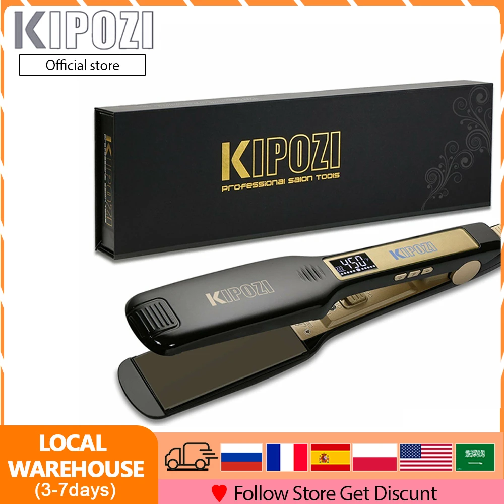 Kipozi Professional Hair Straightener Steam Flat Iron With 1.75 Inch