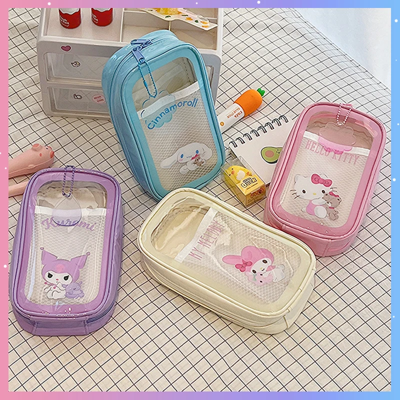 

Sanrio фотокарандаш, милый карандаш Mymelody Kuromi Cinnamoroll, прозрачный карандаш большой емкости, ручка, сумка, чехол, школьные принадлежности, канцелярские принадлежности