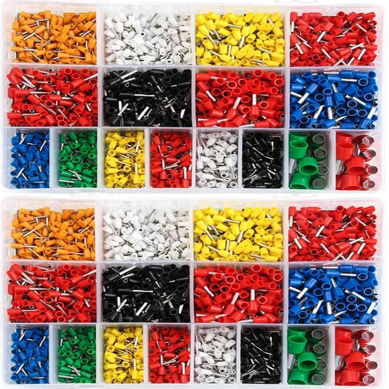 Cobre Fio Elétrico Crimp Conectores Grupo Isolados Bootlace Cooper Ferrules Kit Terminais de Cabo Pin End 225awg 2120 Pcs