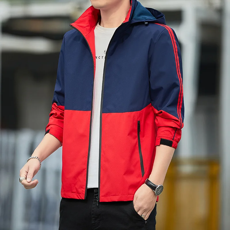 

M-5XL Mens Jackets Spring Autumn Male Coats Hooded Zipper Mixed Colors Casual Waterproof Charge Outerwear Top Clothes H76