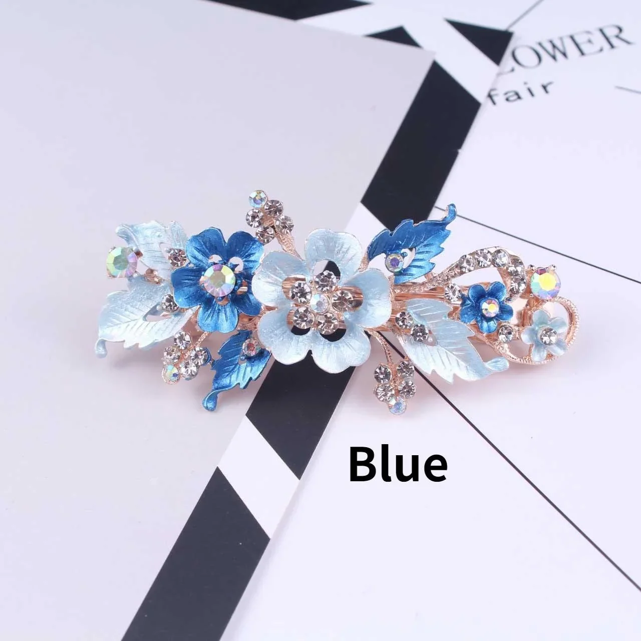 Neue Damen-Haarspange aus Kunstharz mit Kristallblumen, elegante Haarspangen für Hochzeiten, Partys, Alltagskleidung, Accessoires – Detail 12