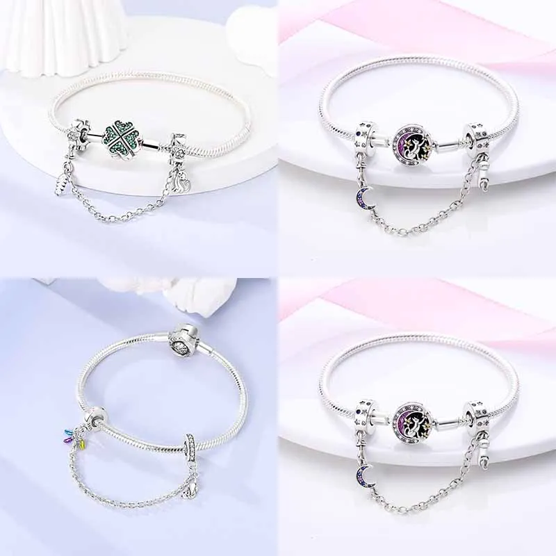 부적 Plata De Ley 925 동물 개 고양이 올빼미 토끼 사자 코끼리 공룡 매력 Origina 팔찌 팔찌 쥬얼리 비즈 만들기