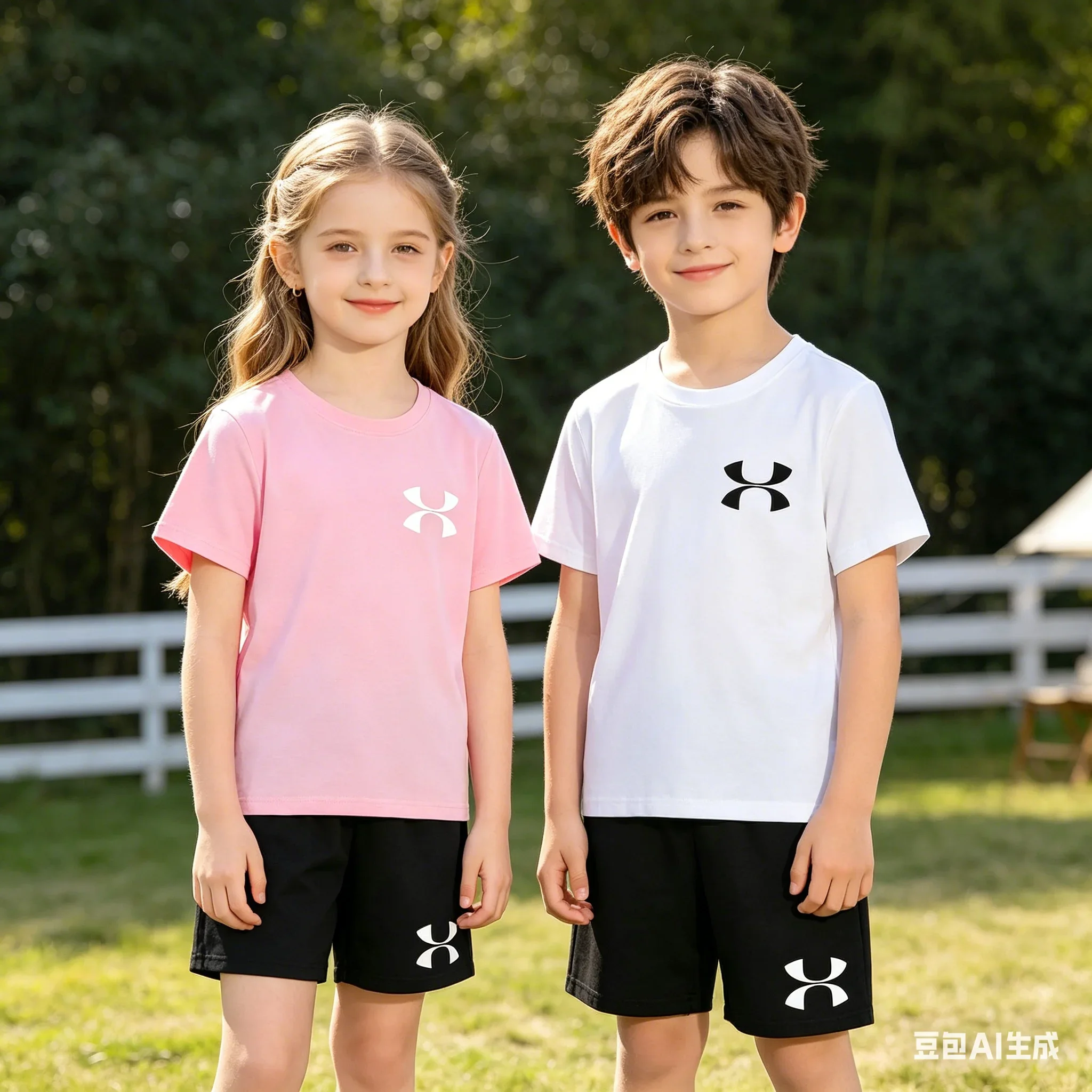 Kids Brand T-shirt Summer Clothes Letters Round Neck Fashion Short-sleeved+Shorts Two-piece Set Boy Girl 3-12Y Casual Sports Set