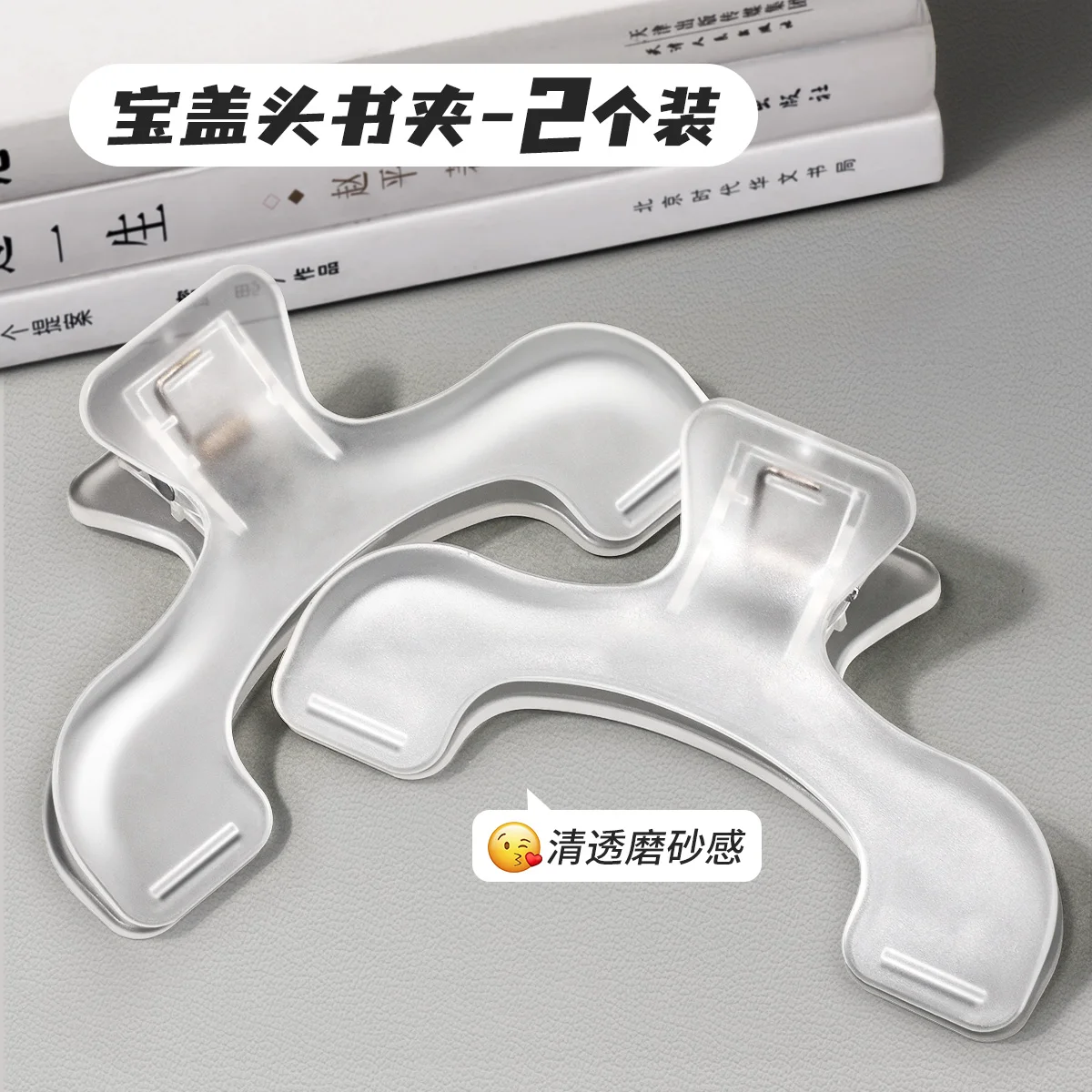 Kawaii Transparent Frosted Book Page Holder and Desk Accessory Clip