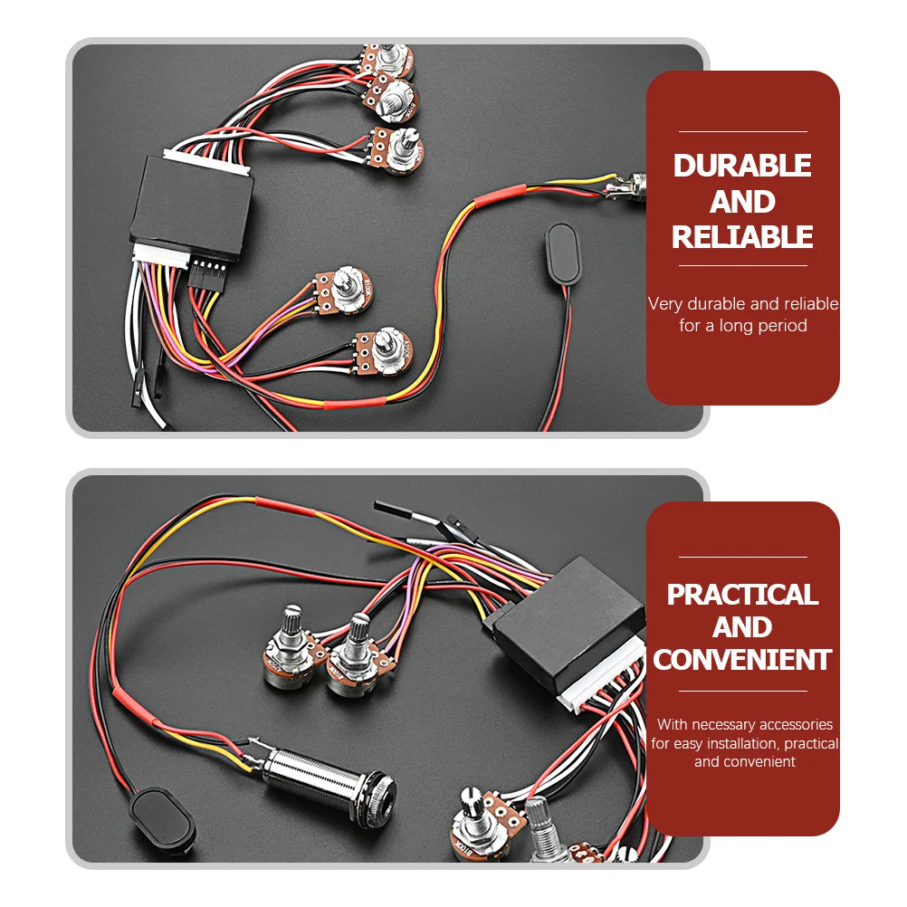 1 Set 3-Band Active EQ Preamp Circuit Wiring Harness Parts for Bass Guitar