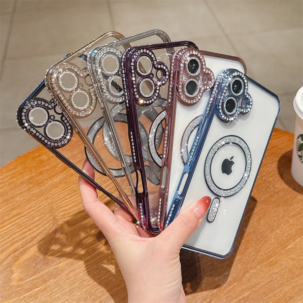 Sparkling Rhinestone Crystal Clear Bling Magnetic Case Cover