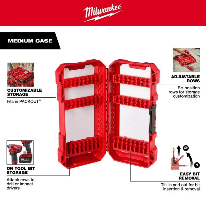 Milwaukee 48-32-9921 Storage Case Impact Portable Dustproof High Hardness Comes with drill bit bracket Bit Parts Tool Box tool storage box,parts storage box,storage organizer box