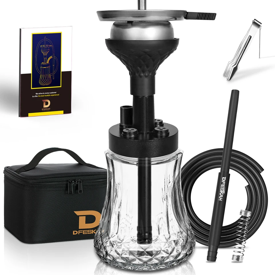  Juego de shisha de tubo de agua, cachimba de viaje con 1  manguera muchos accesorios, juego de cachimba portátil, adecuado para bar,  familia, KTV (bolsa de viaje gratis) marrón : Salud