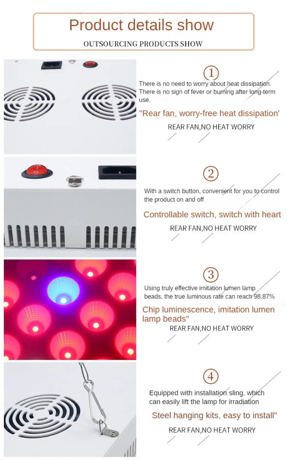 LED Grow Light ,300W LED Plant Growth Lamp Full Spectrum Plant Light Panel Suitable for Hydroponic Indoor Plants Vegetables