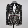 Exquisite Diamond Beaded Suits Men Single Breasted Prom Blazers Customized 2 Pieces Groom Wear Wedding Tuxedos terno masculino 2