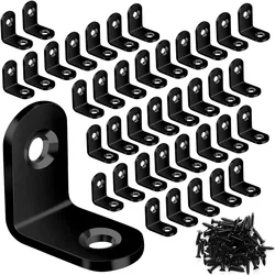 40-Piece Metal L Bracket Set with Screws for Shelves and Furniture (Black)