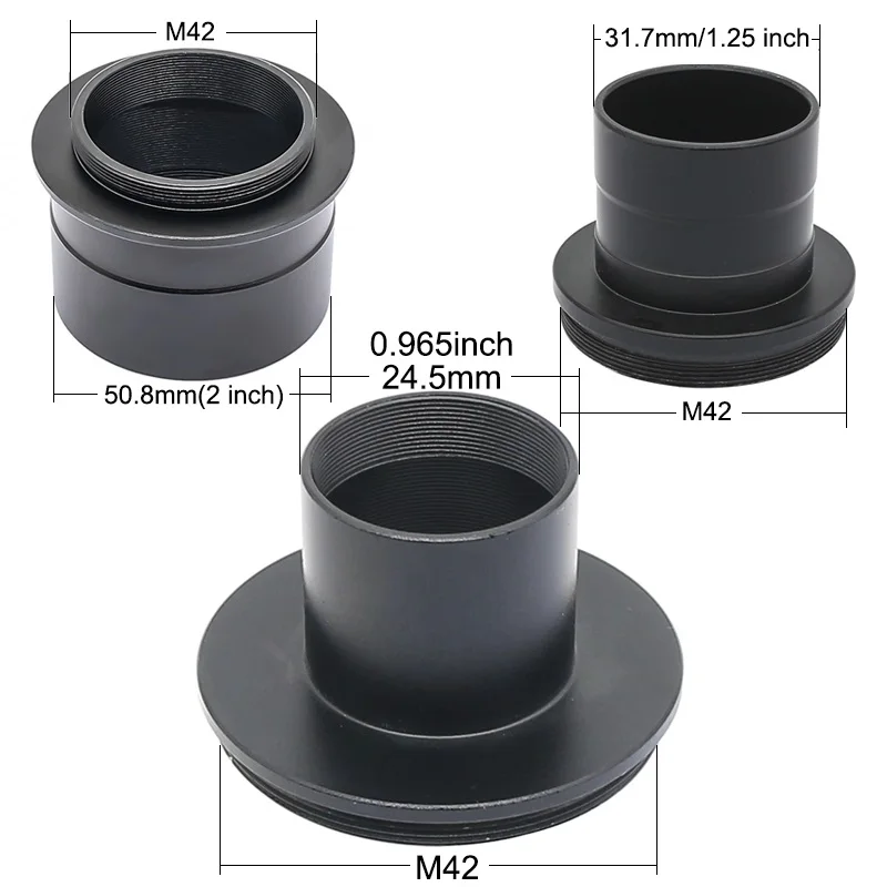 Adattatore Telescopio M48 A M42 Maschio - Anello In Alluminio Per Collegamento Fotocamera E Obiettivi - Foto 3