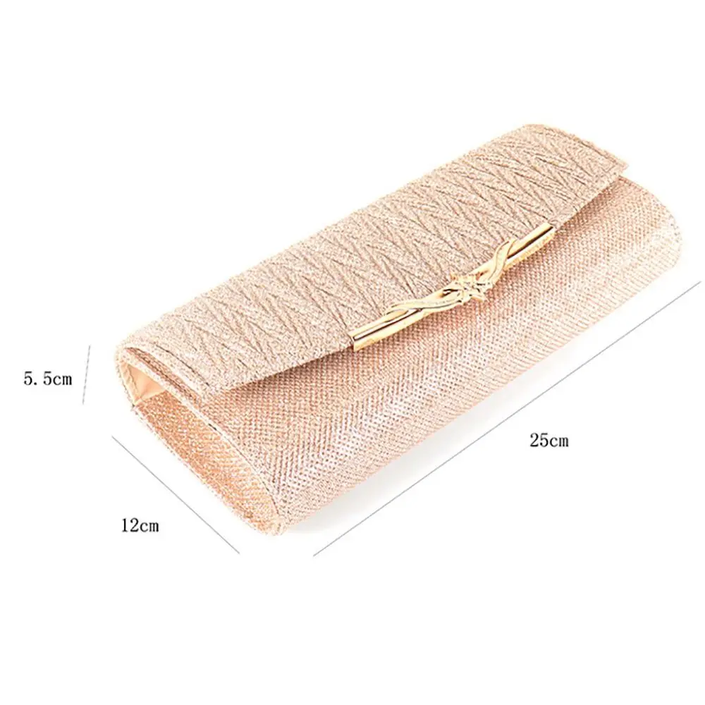 Champagne Silver KTV Princess Bag Exquisite Magnetic Buckle Long Chain Women's Bag Fold Shoulder Bag Dinner Banquet