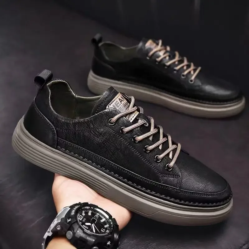 Quality Men's Shoes Leather Casual Shoes for Men Soft Sole Comfortable Shoes Versatile Male Work Shoes Trend Retro Shoes Men 6