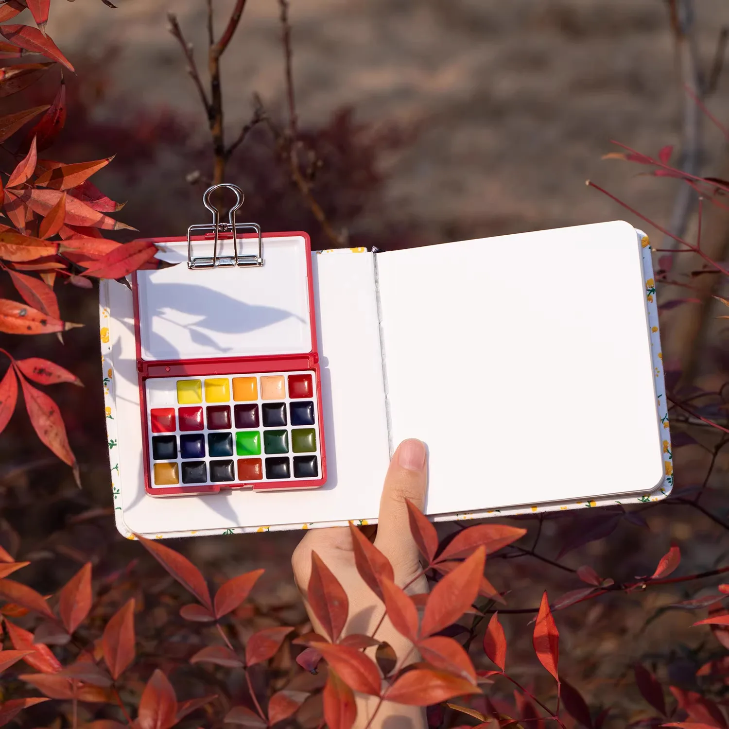 HINZIC Ini Paleta De Acuarela De 15 Rejillas De Pintura De Adera