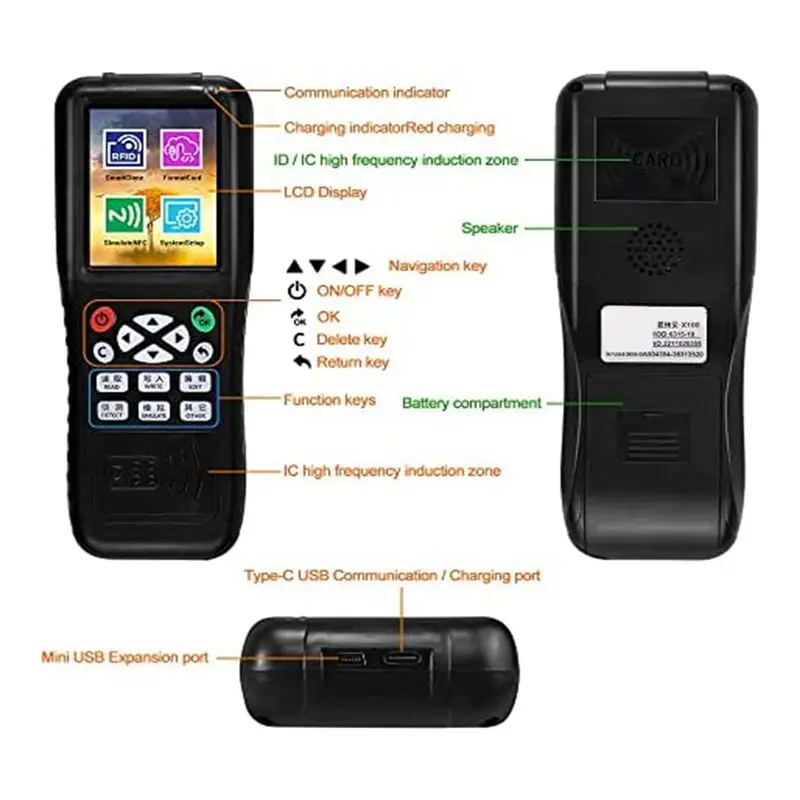 [NEW A09R】 RFID 리더기 복사기, 리더, 다중 주파수 RFID 스마트 카드 프로그래머, 암호화 카드