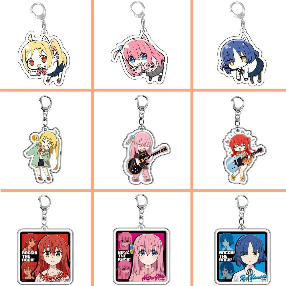 

Cartoon BOCCHI THE ROCK! Gotoh Hitori Acryic Anime Keychains Ijichi Nijika Kita Ikuyo Bag Tag Parts Baji Accessories