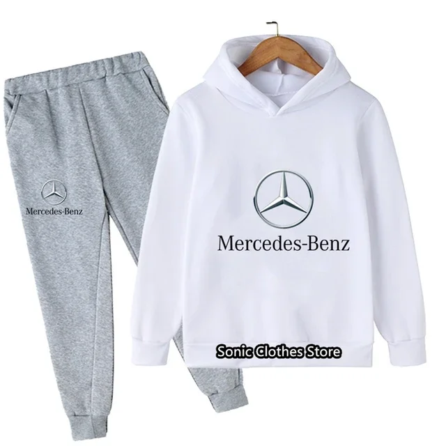 thumbnail image 1 of Conjunto de Sudadera con capucha con logotipo de coche mercedes-benz para niños, chándal informal de manga larga para niños de 3 a 14 años, primavera y otoño, 1 of 3