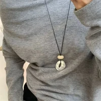 Pendentif irrégulier pour femmes, bijoux exquis, chaîne en corde Simple, Long collier réglable, décontracté, polyvalent, accessoires cadeaux 4